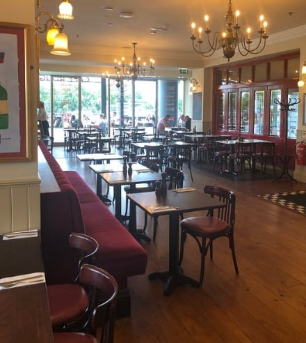 Spacious dining area at Café Rouge Lakeside, perfect for casual gatherings and events.
