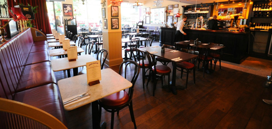 Spacious dining area in Café Rouge Sheffield, perfect for events and gatherings. - Banner