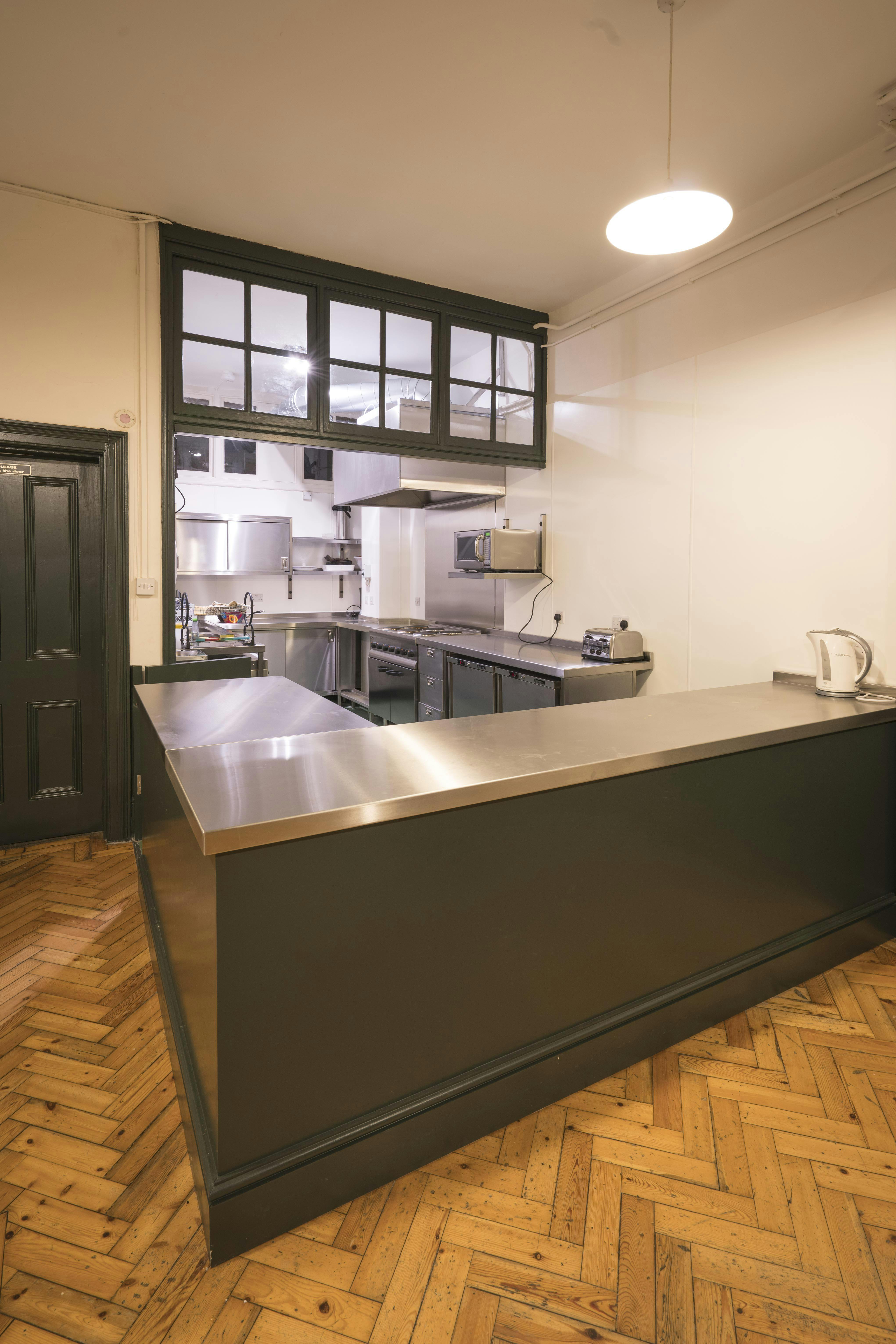 Modern commercial kitchen in Unity Islington, perfect for catering events and food preparation.