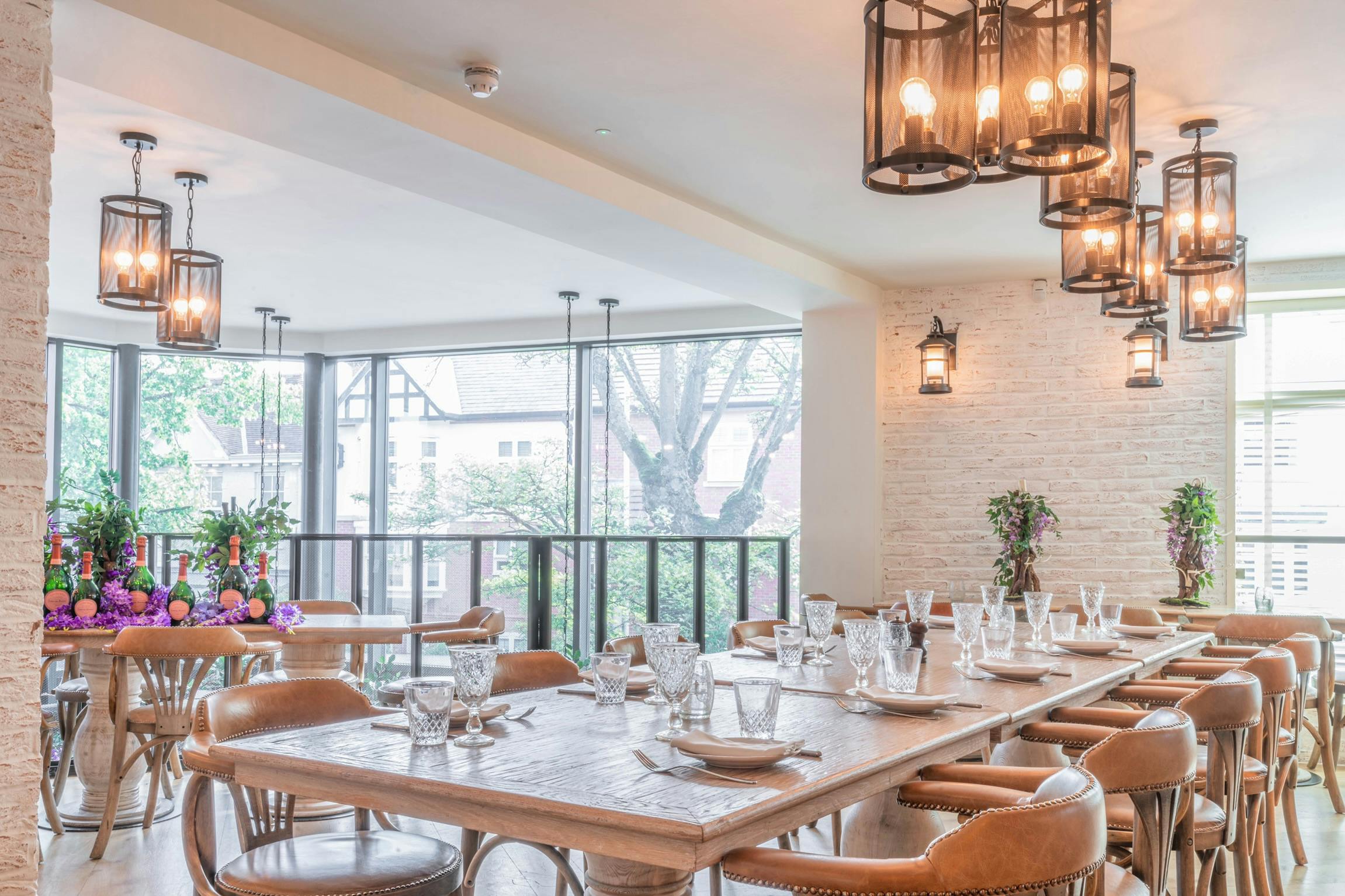 Elegant dining space in The Blossom Room, perfect for gatherings and corporate events.