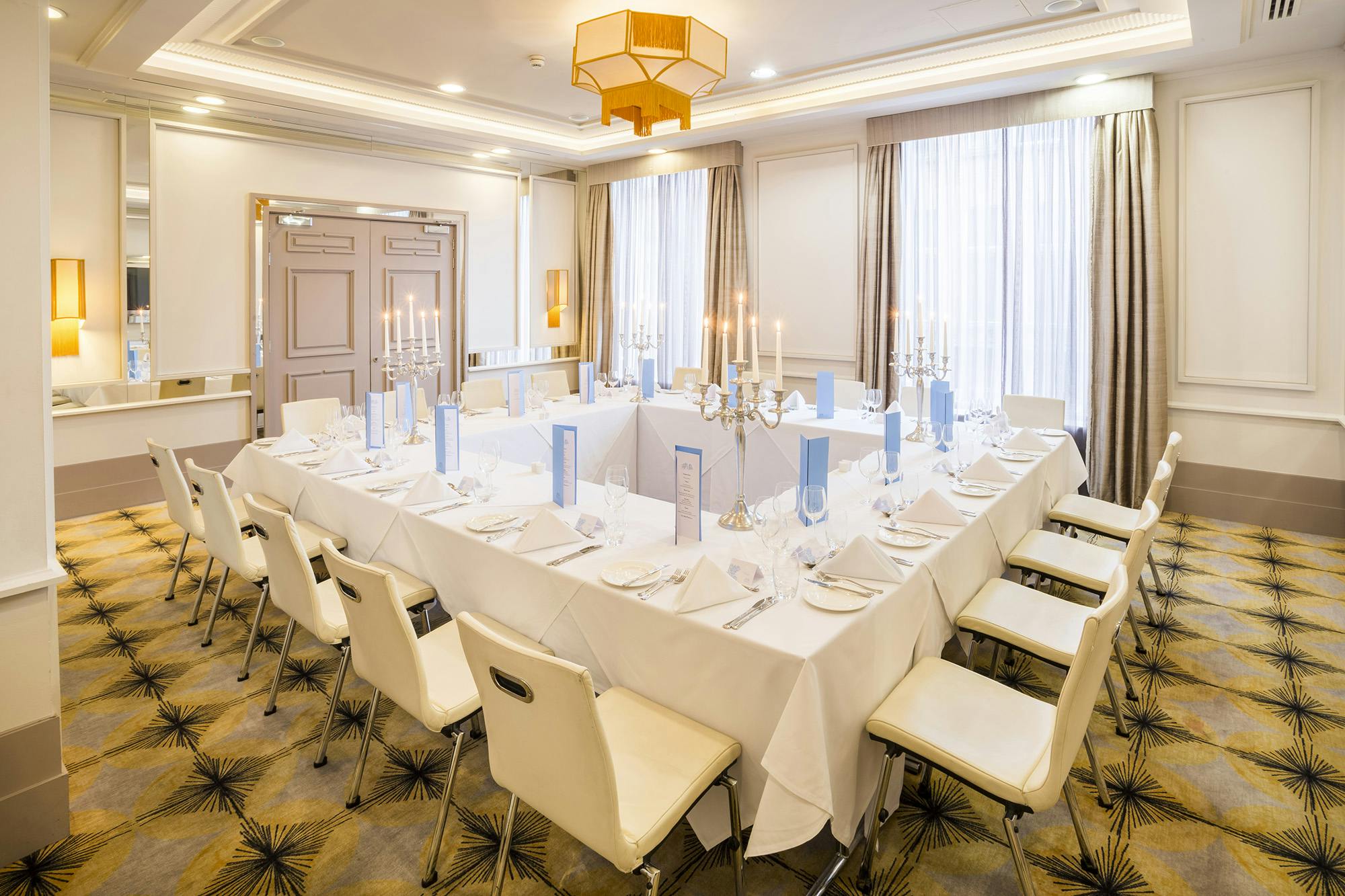 Banquet setup in The Jonathan Aiken Room, Merchant Hotel Belfast for corporate events.