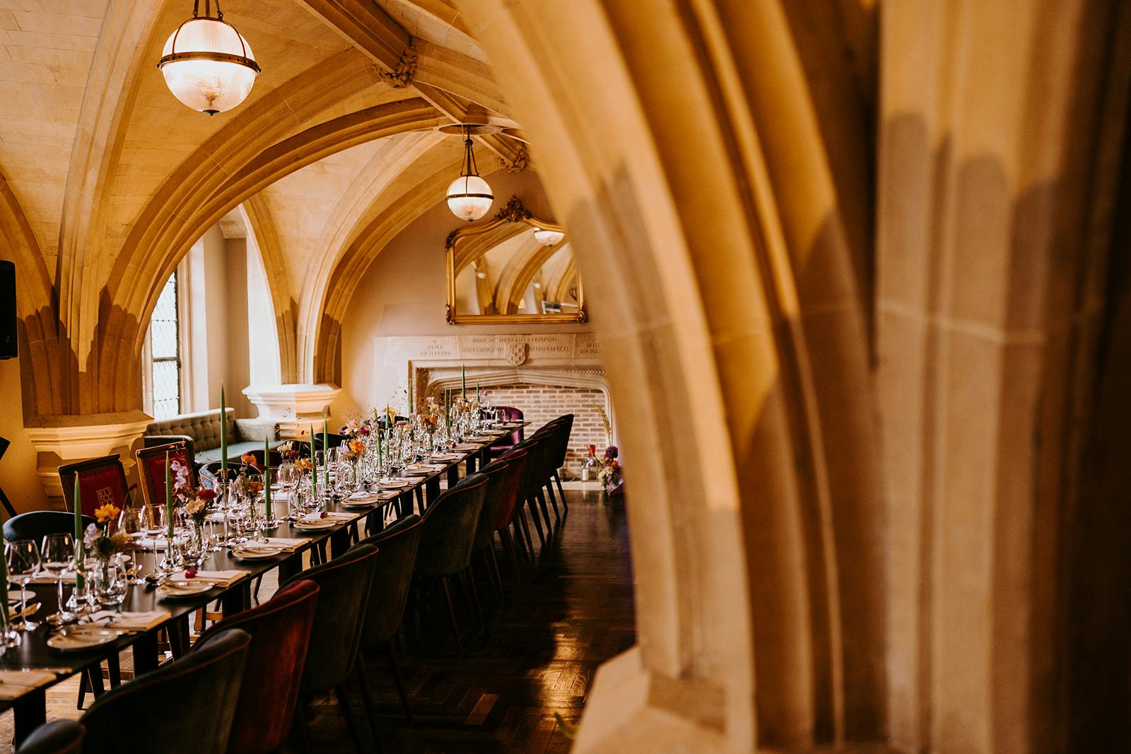 Elegant dining table in Members' Common Room, Lincoln's Inn for formal events.