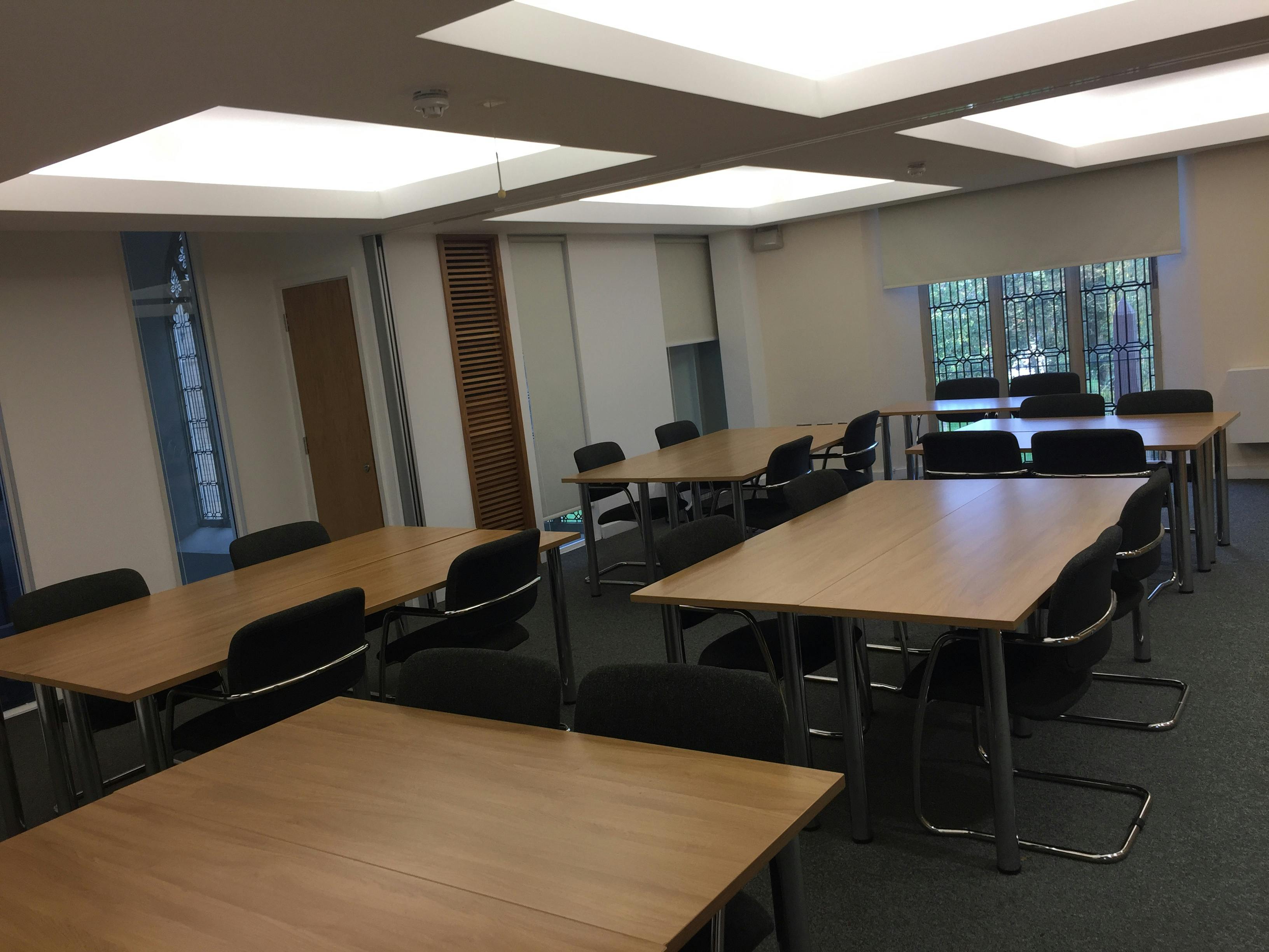 Versatile Anchor Room in St Barnabas Church, ideal for workshops and presentations.