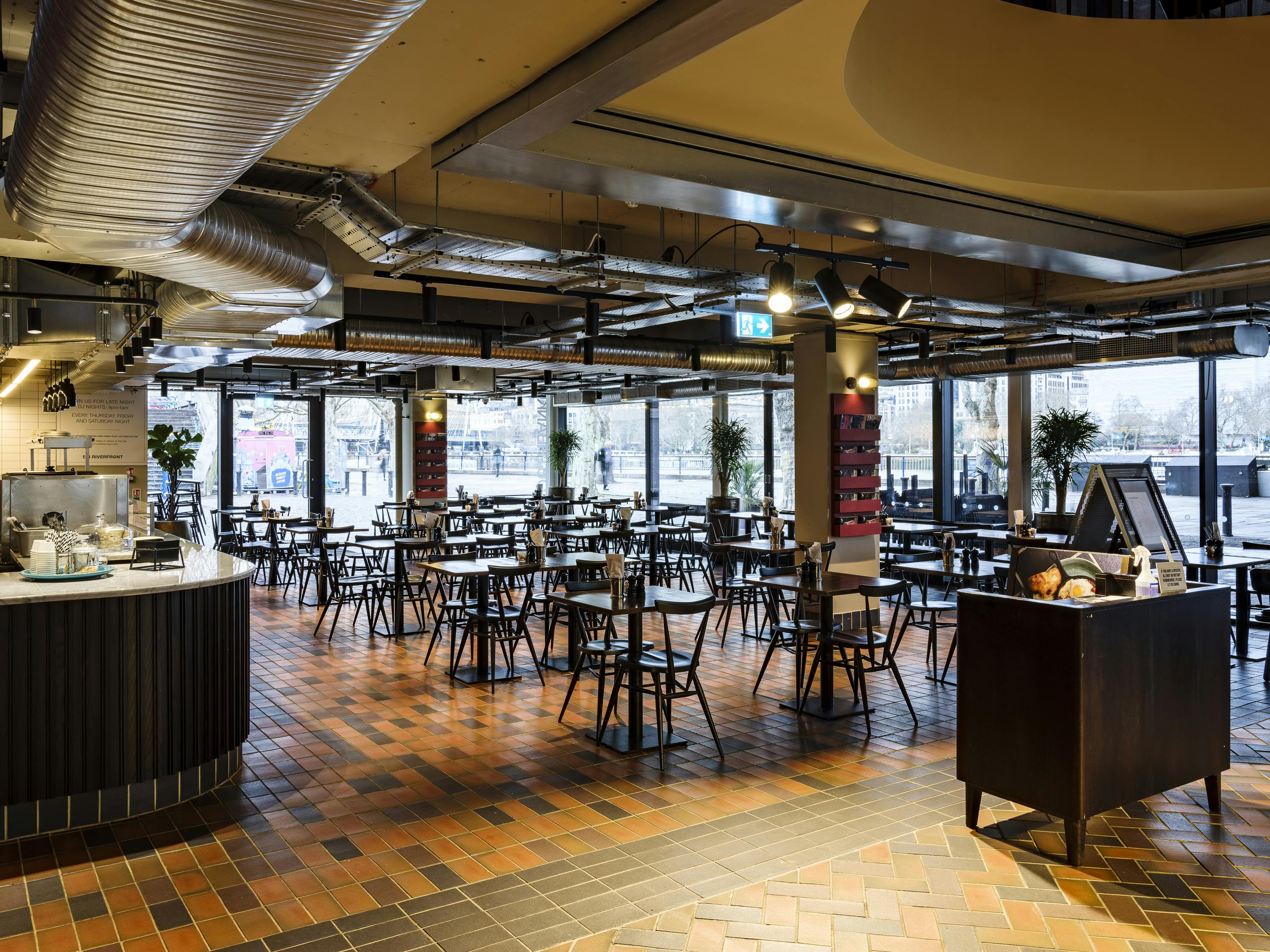 Riverfront and Balcony Bar at BFI Southbank, bright event space for networking and workshops.