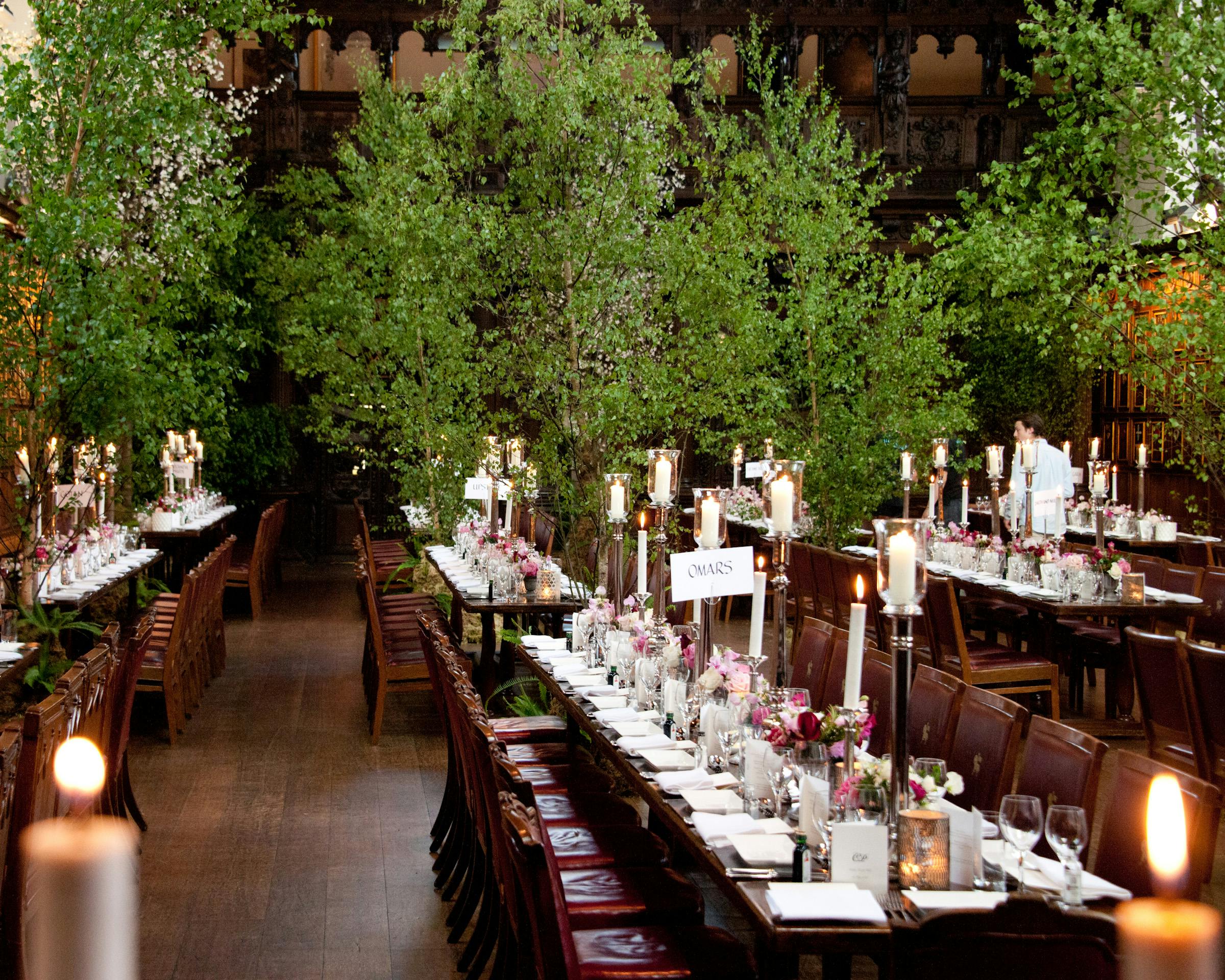 Elegant dining setup in Elizabethan Hall, ideal for upscale events and gatherings.