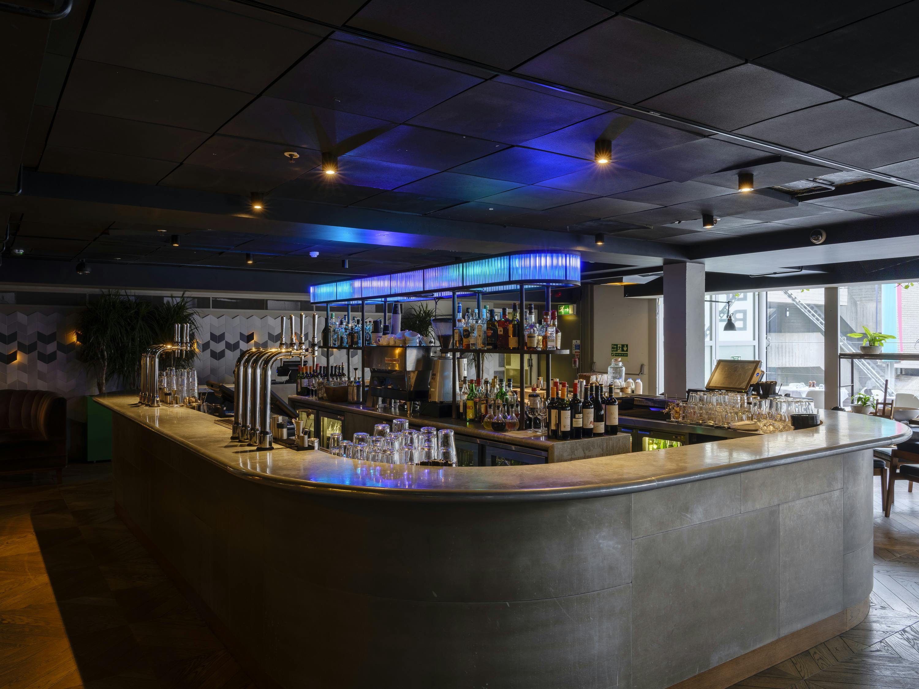 Modern bar at BFI Southbank, perfect for networking events and cocktail receptions.