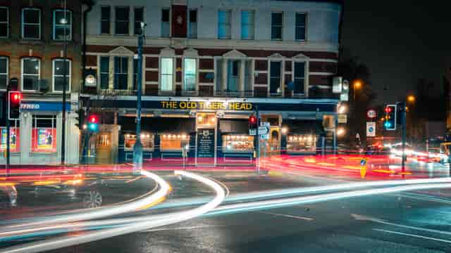 Tigers Lounge at night, vibrant pub venue for networking and casual gatherings.
