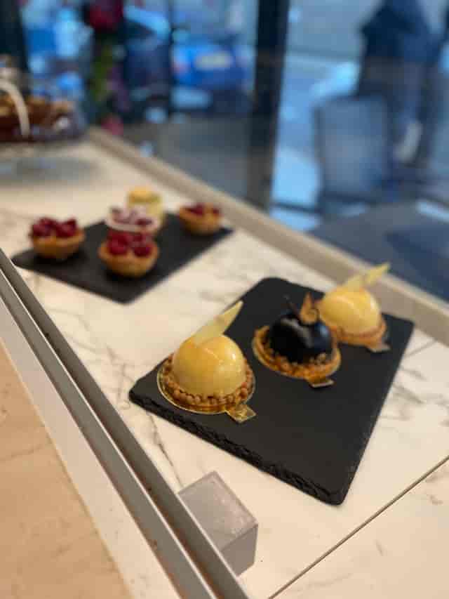 Elegant dessert display on slate boards at Broski Lounge for special events.