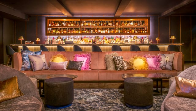 Stylish lounge in Nolita Social, ideal for networking events and cocktail receptions.