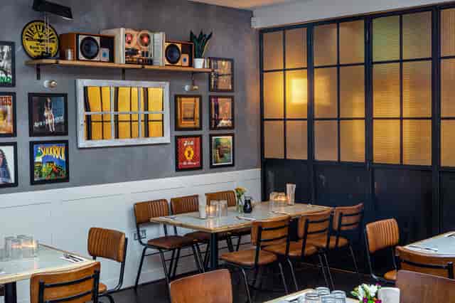Stylish event space at The Record Shop with vintage decor, perfect for gatherings and meetings.