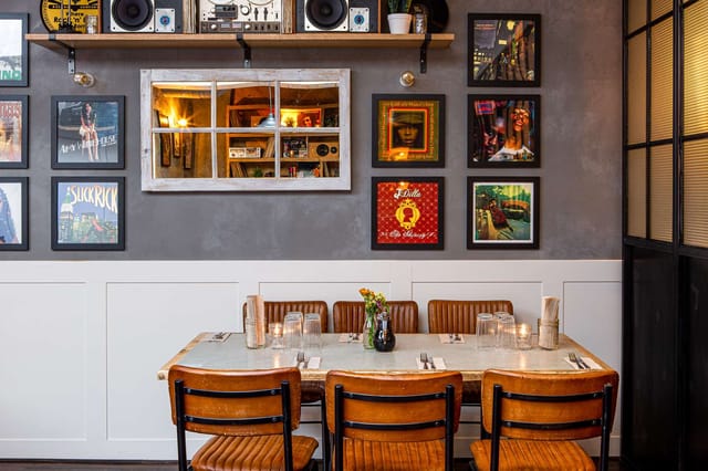 Stylish dining space at The Record Shop, ideal for intimate gatherings and corporate meetings.