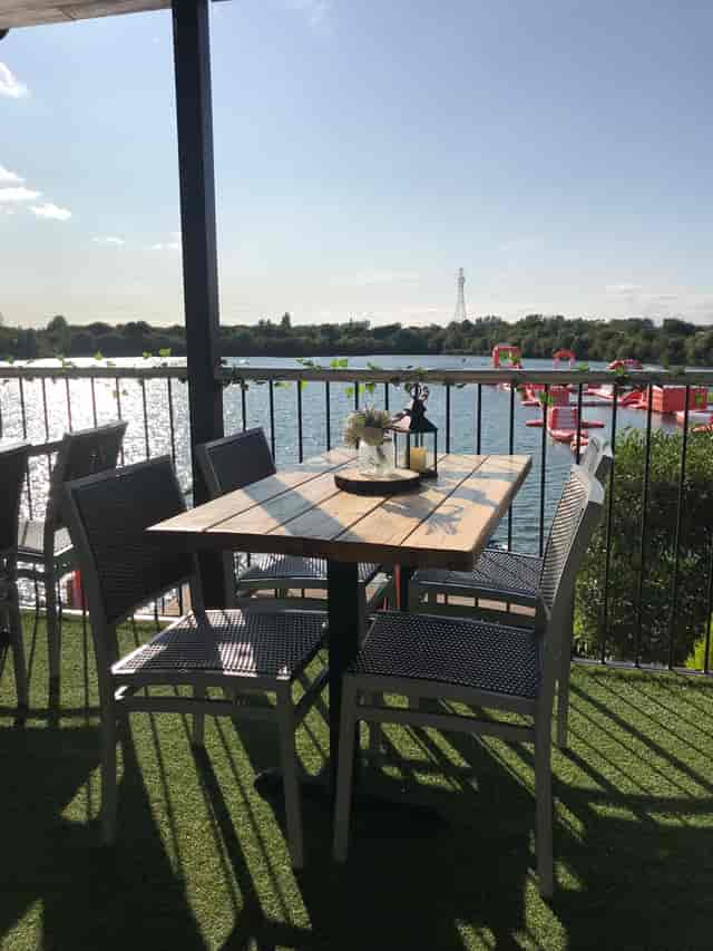 Serene outdoor venue at Lagoona Bar & Grill for casual meetings and networking events.