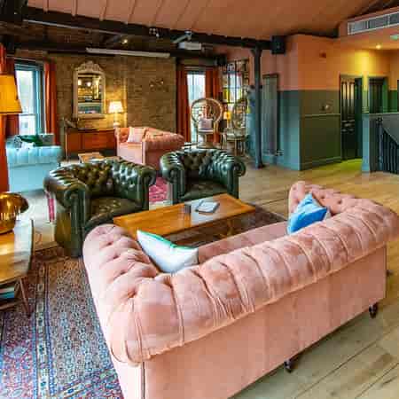 Stylish lounge at The Bar Above, perfect for networking events and casual gatherings.