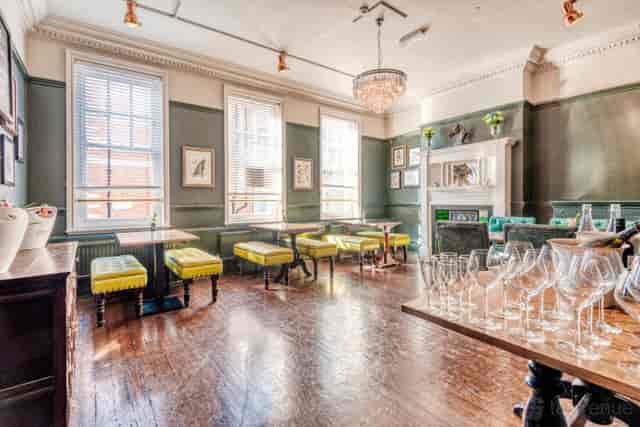 Private room in Marylebone with bench seating for private dining and networking events.