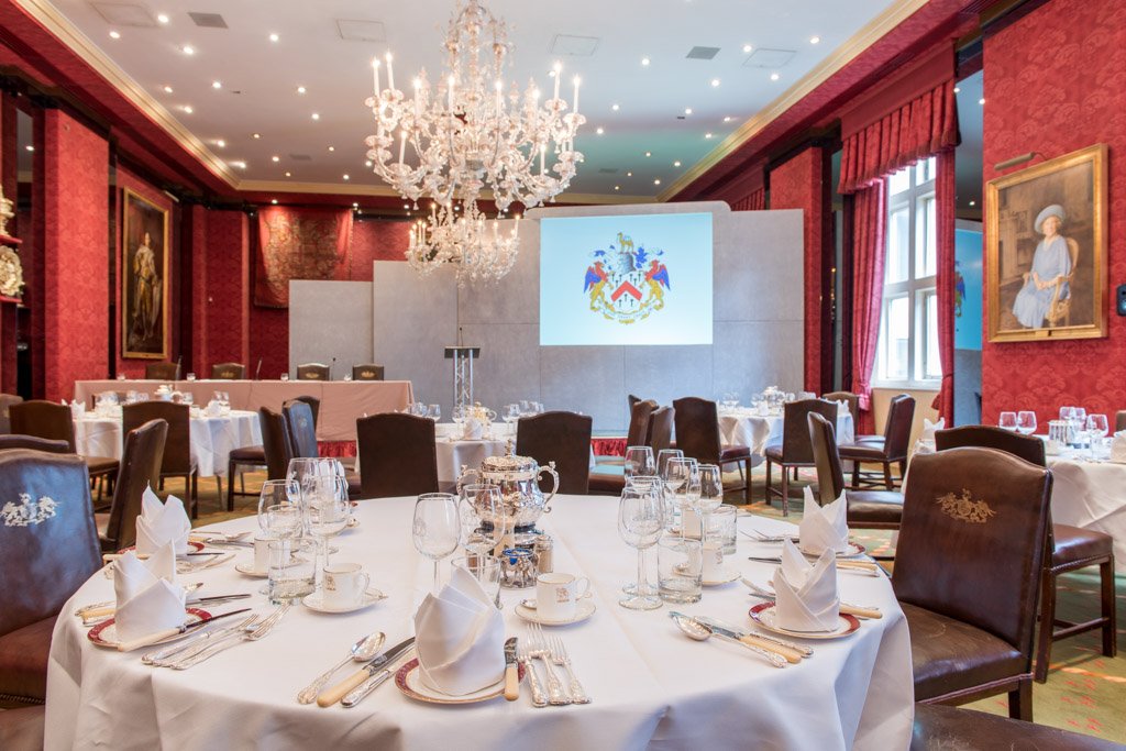 Elegant banquet setup in Livery Hall, ideal for corporate events and formal gatherings. - Banner