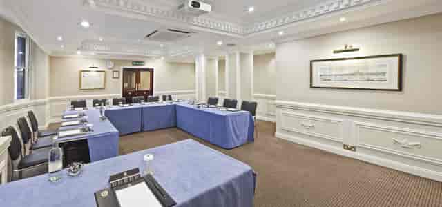 Cavendish Suite meeting room in Fitzrovia Hotel, U-shaped setup for professional gatherings.