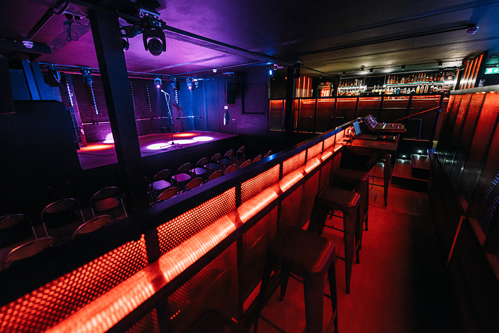 Stylish Main room at Peckham Audio, ideal for comedy and live music events. - Banner