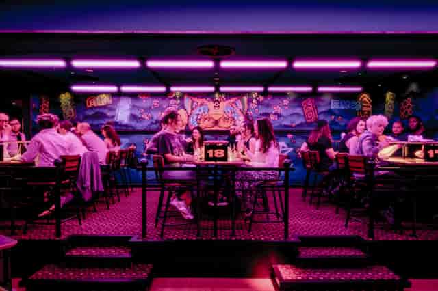 Vibrant dining space at The Neko Box, perfect for networking events and social gatherings.