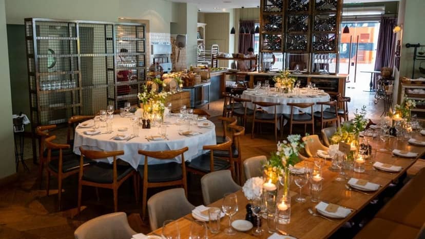 Elegant dining space at TOZI Restaurant for intimate events and corporate dinners.