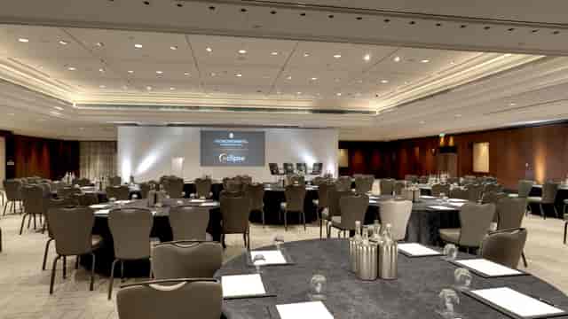 London Park Lane InterContinental banquet event, stage, screen.