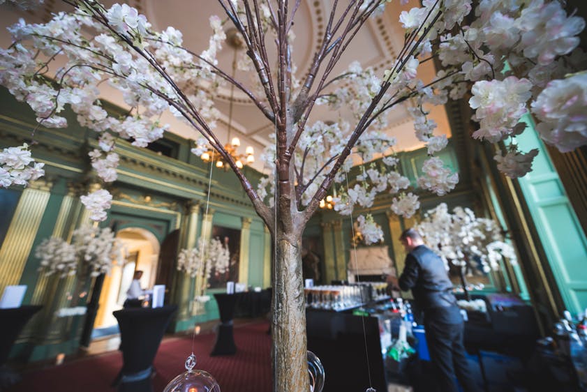 Elegant State Room at York Mansion House with cherry blossom decor for upscale events.