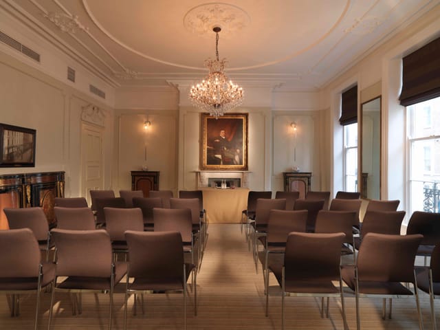 Elegant meeting space in Brown's Hotel, ideal for workshops and small conferences.