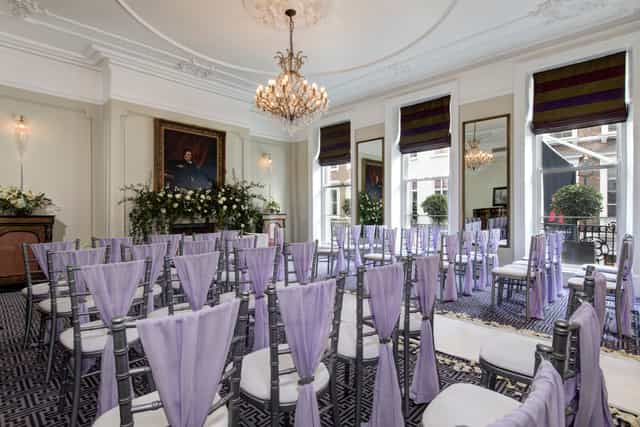 Elegant Niagara Room at Brown's Hotel, perfect for intimate weddings and gatherings.