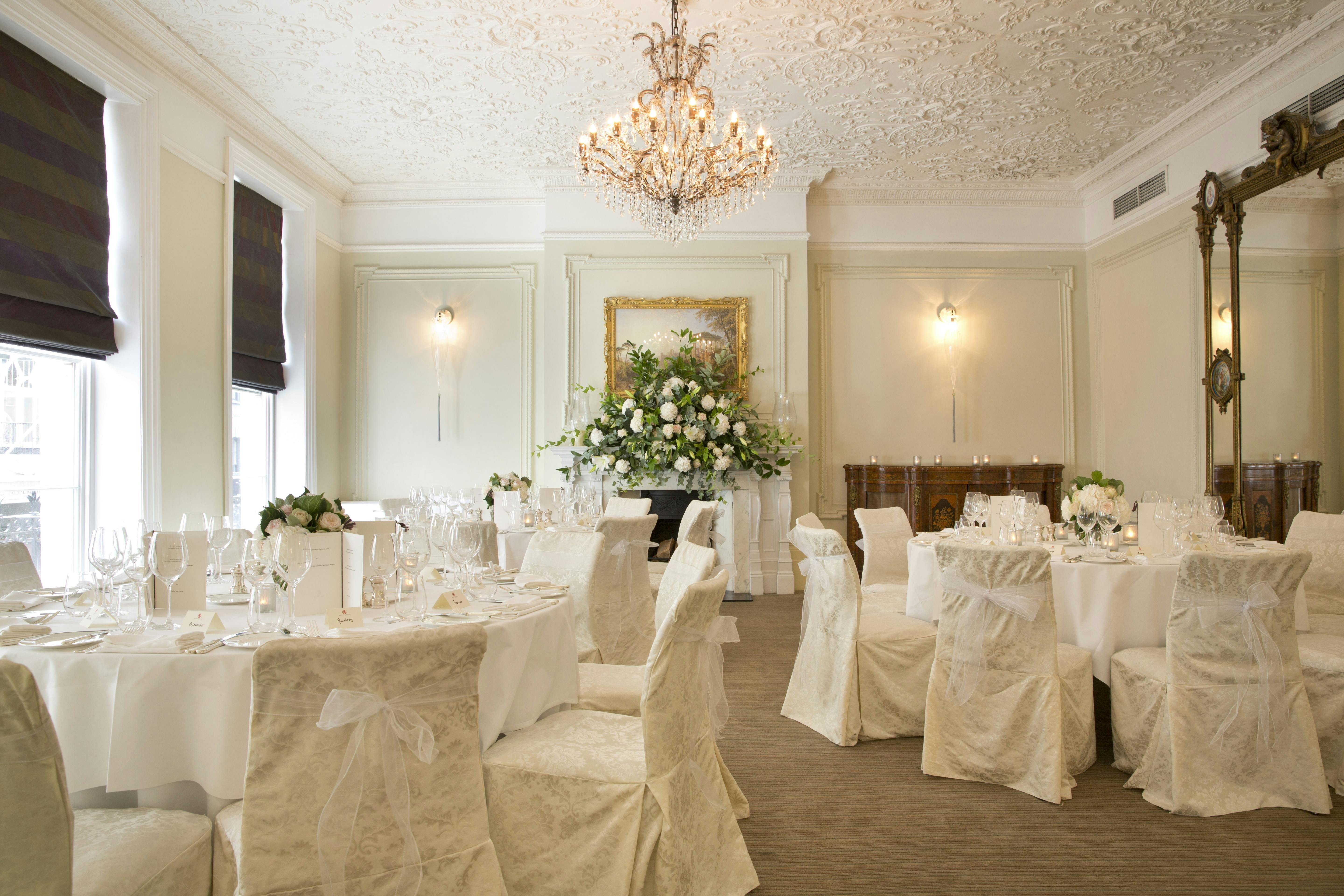 Elegant banquet room at Brown's Hotel, perfect for weddings and corporate events.