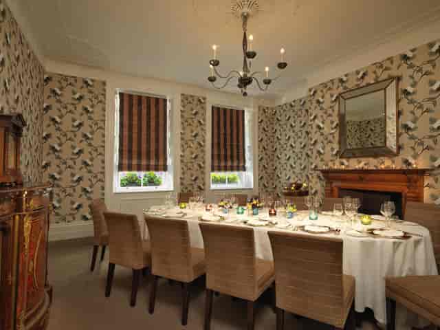 Elegant dining room at Brown's Hotel, perfect for corporate dinners and private events.