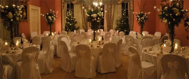 Elegant banquet setting at Winton Castle, ideal for weddings and formal events.