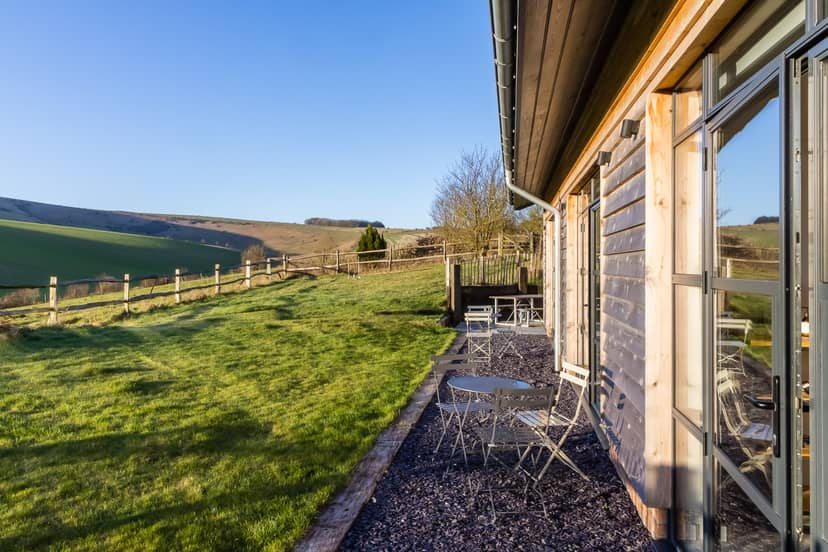 Outdoor venue at The Grain Store Lewes, ideal for networking and team-building events.