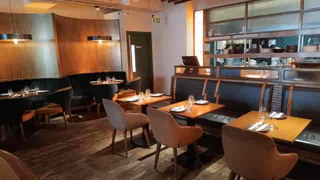 Stylish dining space at Farzi London, perfect for intimate meetings and private dinners.