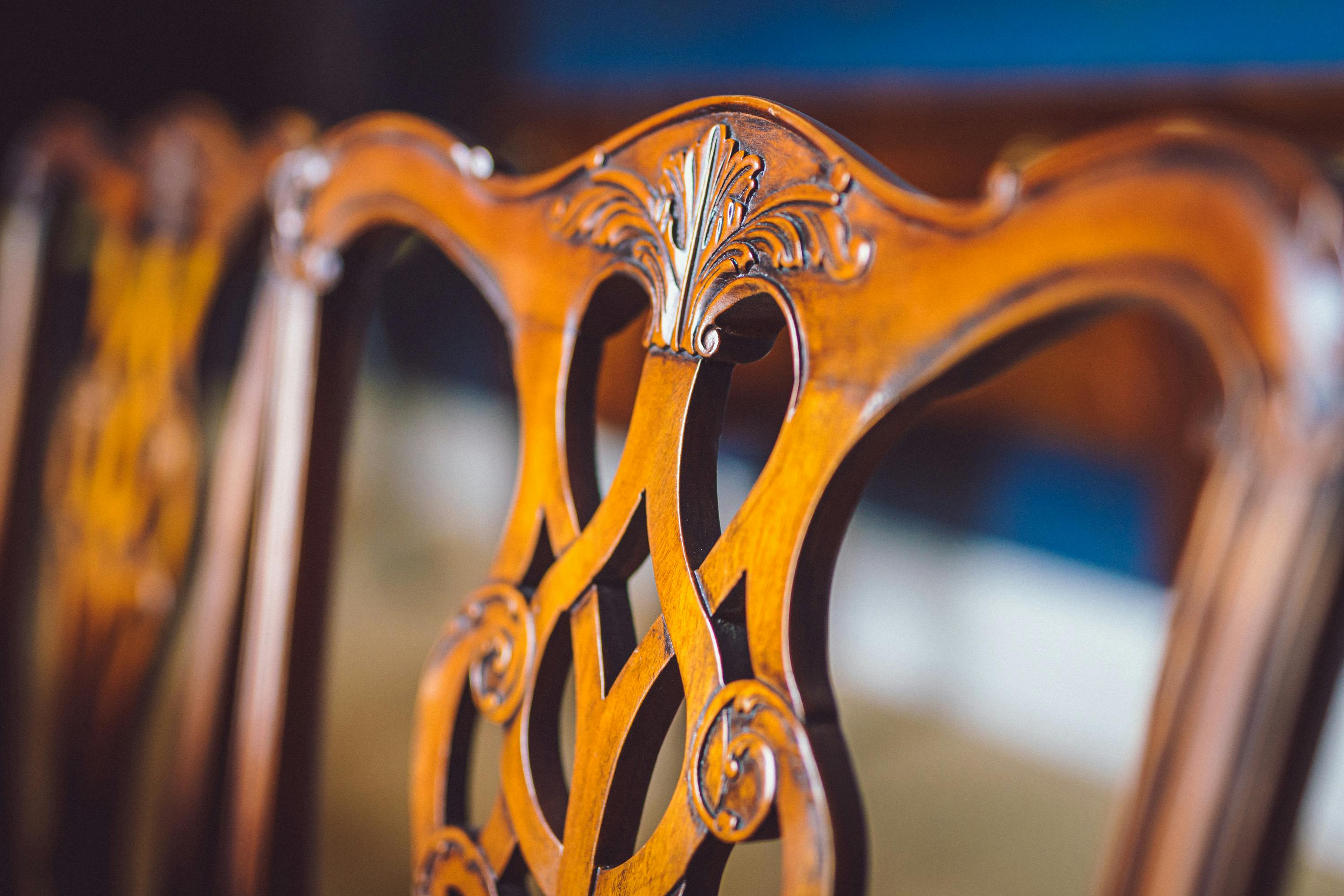 Ditton Manor House wooden chair with intricate detailing for upscale events.