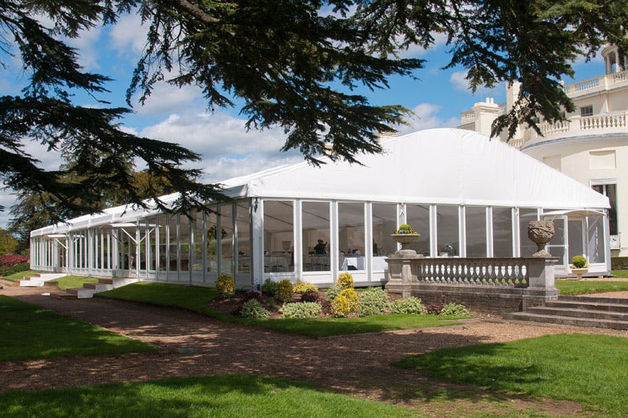 Elegant marquee at Ditton Manor, perfect for weddings and corporate events.