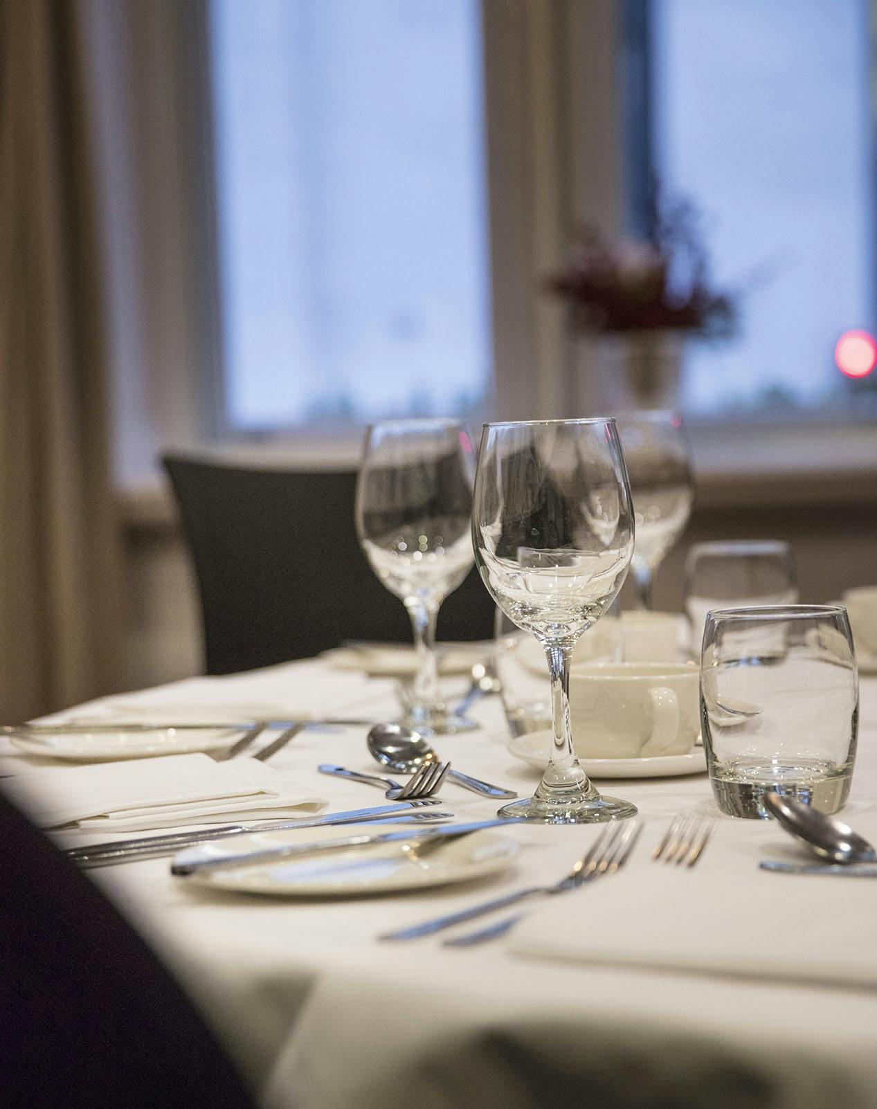 Elegant dining table setup at Fitzroy, Thistle Holborn for corporate events and formal dinners.