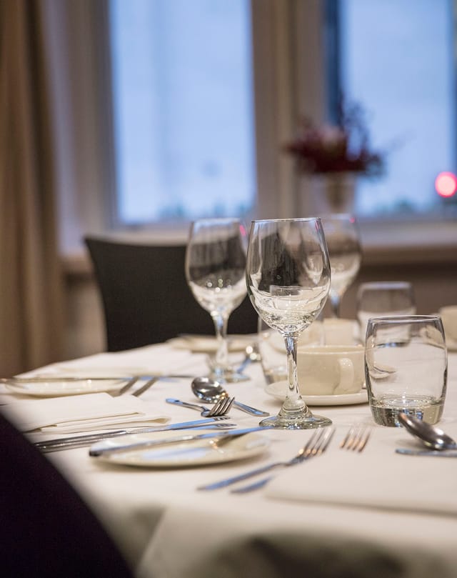 Elegant dining table setup at Fitzroy, Thistle Holborn for formal events and corporate dinners.