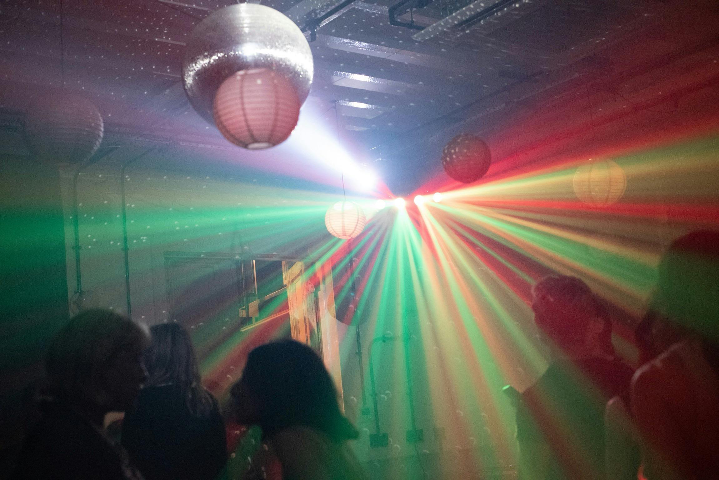 Vibrant event space with dynamic lighting, perfect for parties and celebrations.