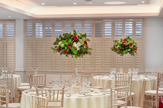 Wedding banquet, floral centerpieces, corporate event