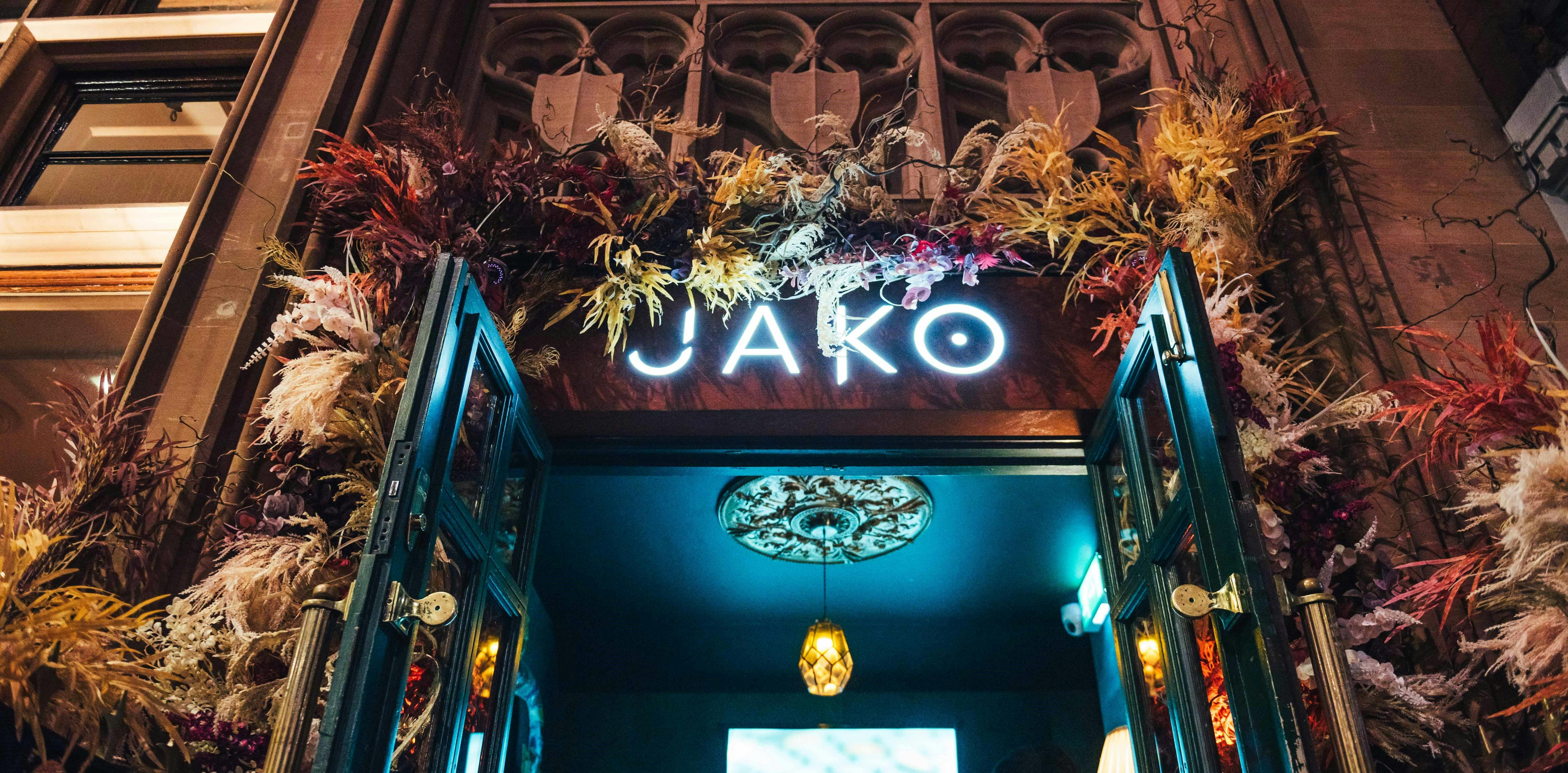 Vibrant entrance of JAKO venue in London, ideal for creative events and gatherings.