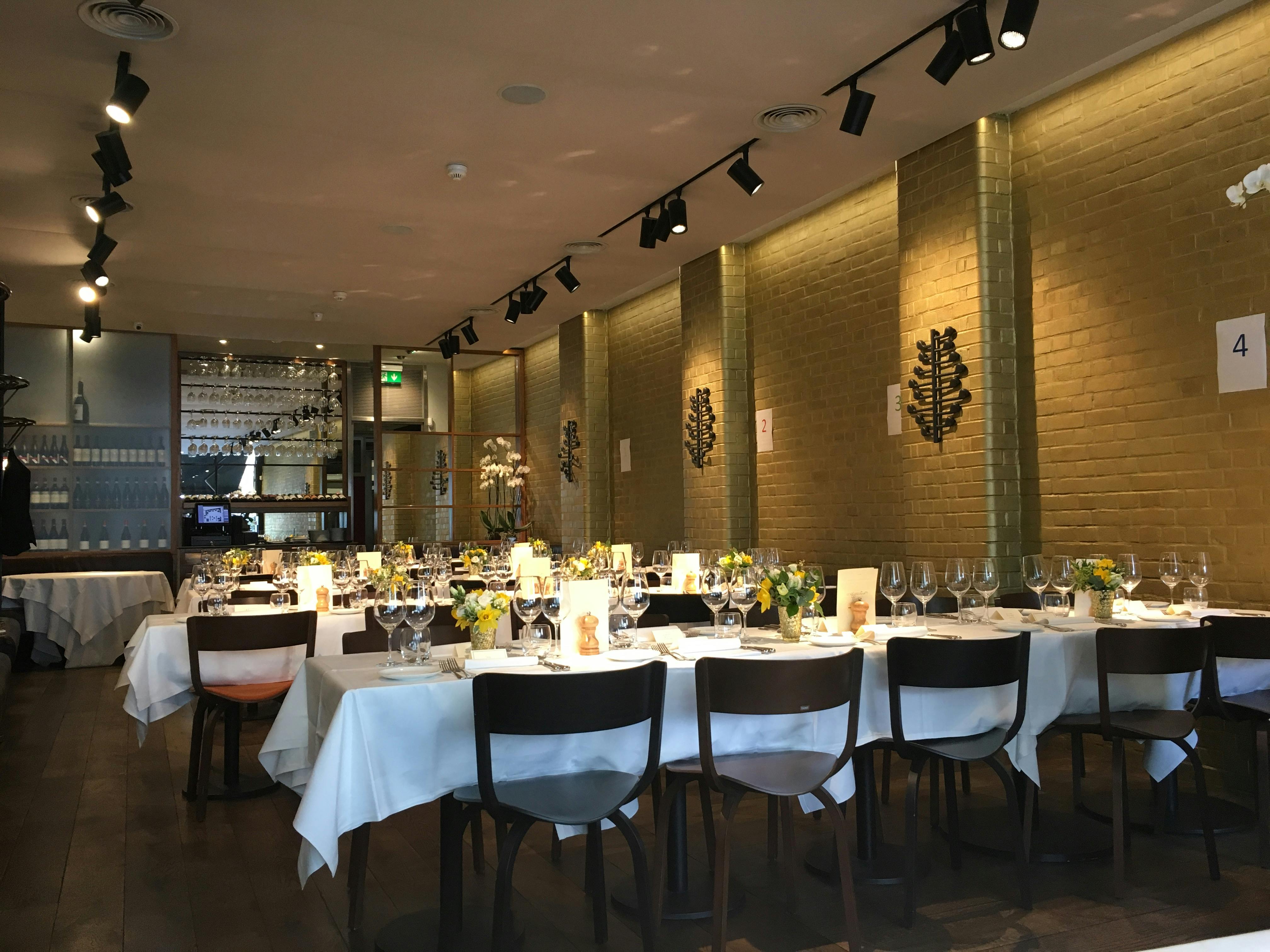 Private dining space at Enoteca Turi, ideal for corporate dinners and special events.