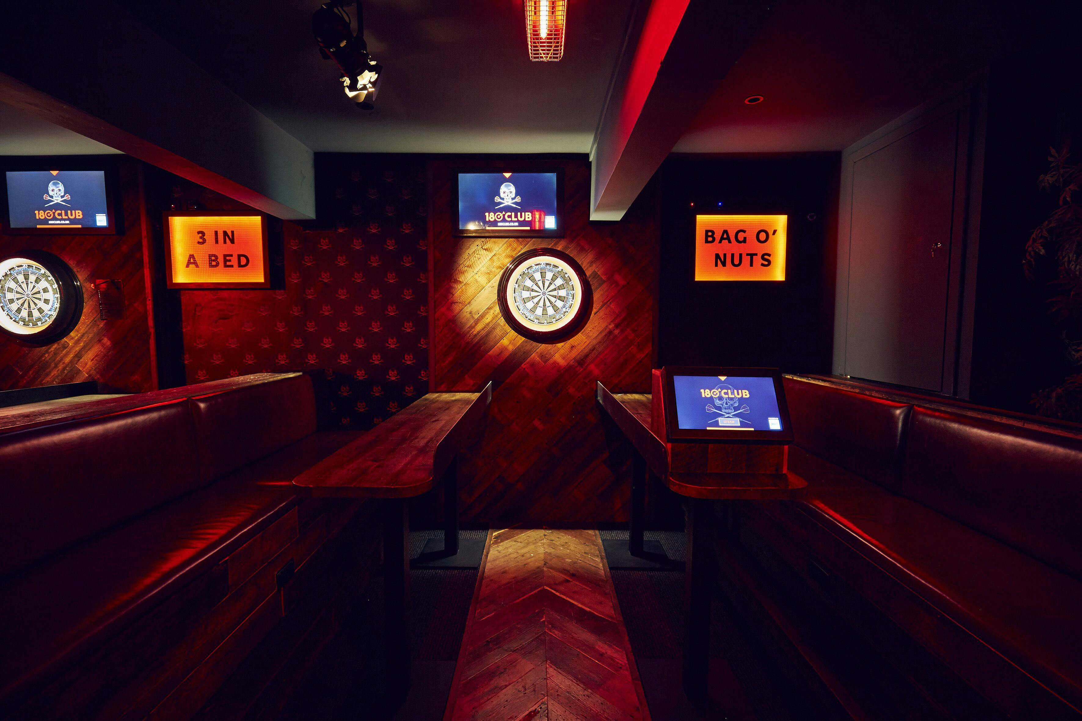 Stylish darts space at 180 Club, perfect for team-building and networking events.