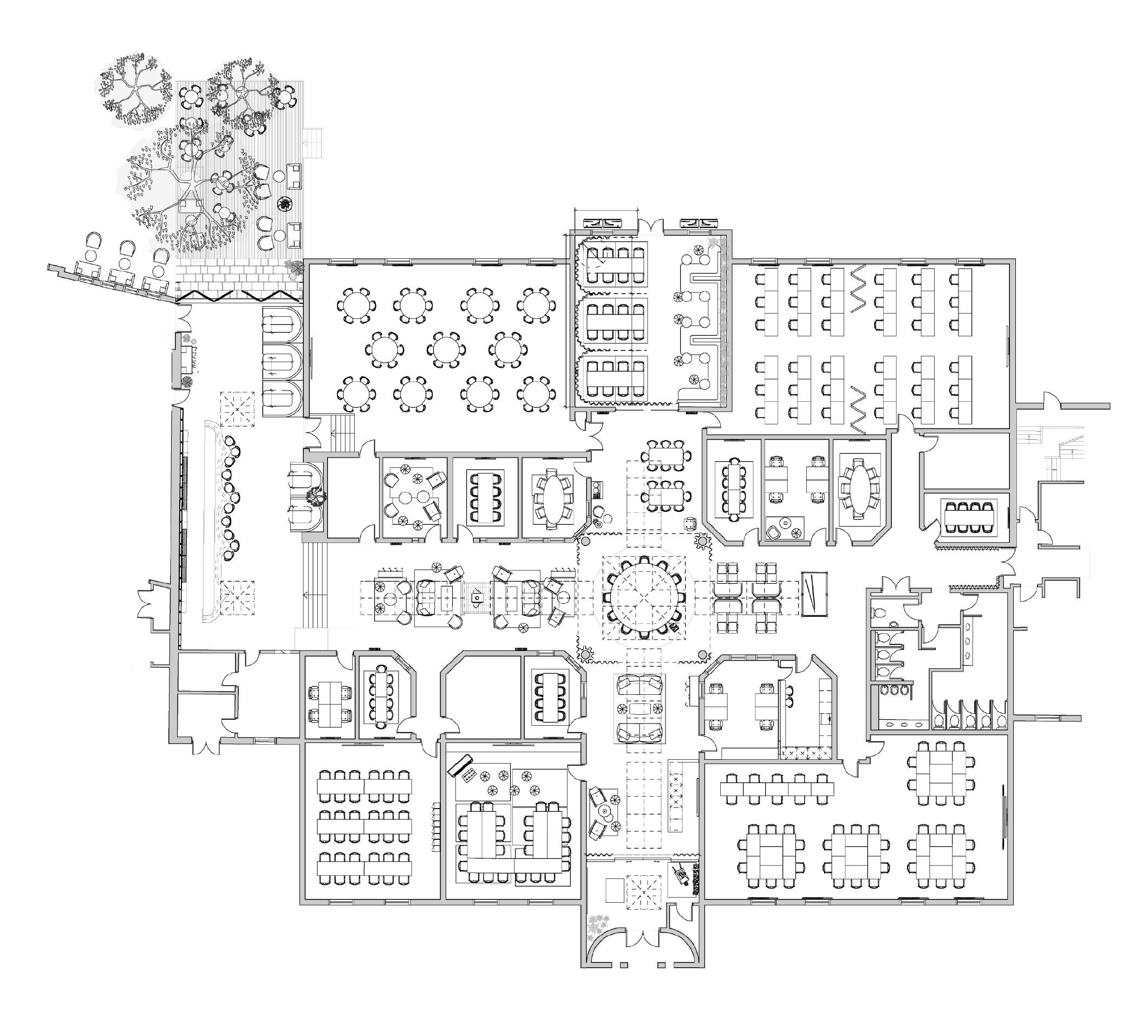 Music Room floor plan with flexible seating for conferences and banquets.