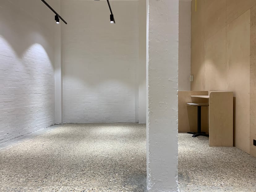 Minimalist event space Pod 16 at The Factory Dalston, perfect for intimate gatherings.