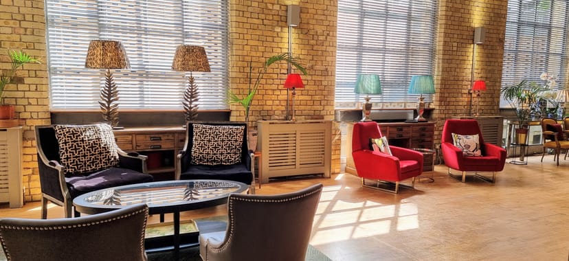 Stylish lounge at The New Yorker Gallery, ideal for networking and meetings.