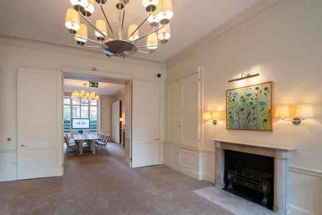 London Garden Room event venue, fireplace, corporate reception, private dinner