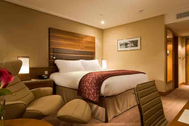 Sofitel London Heathrow hotel room, modern design for events and gatherings.