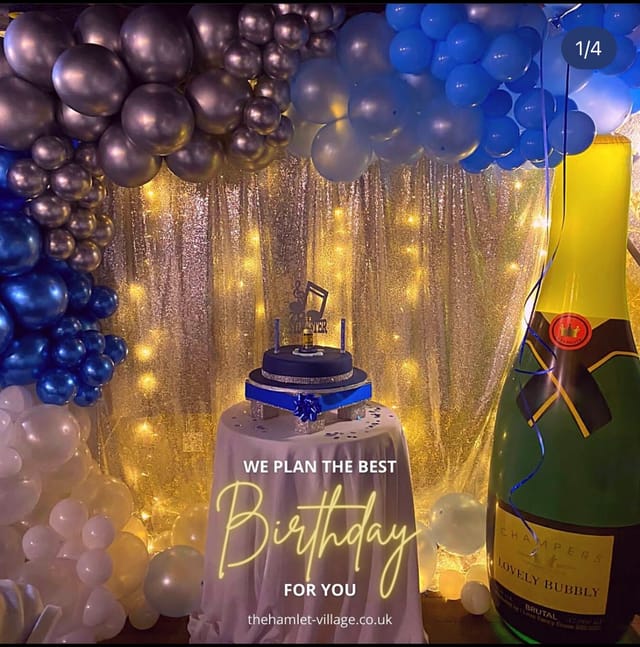 Elegant cake centerpiece at The Hamlet Vinyl Bar for birthday celebrations.