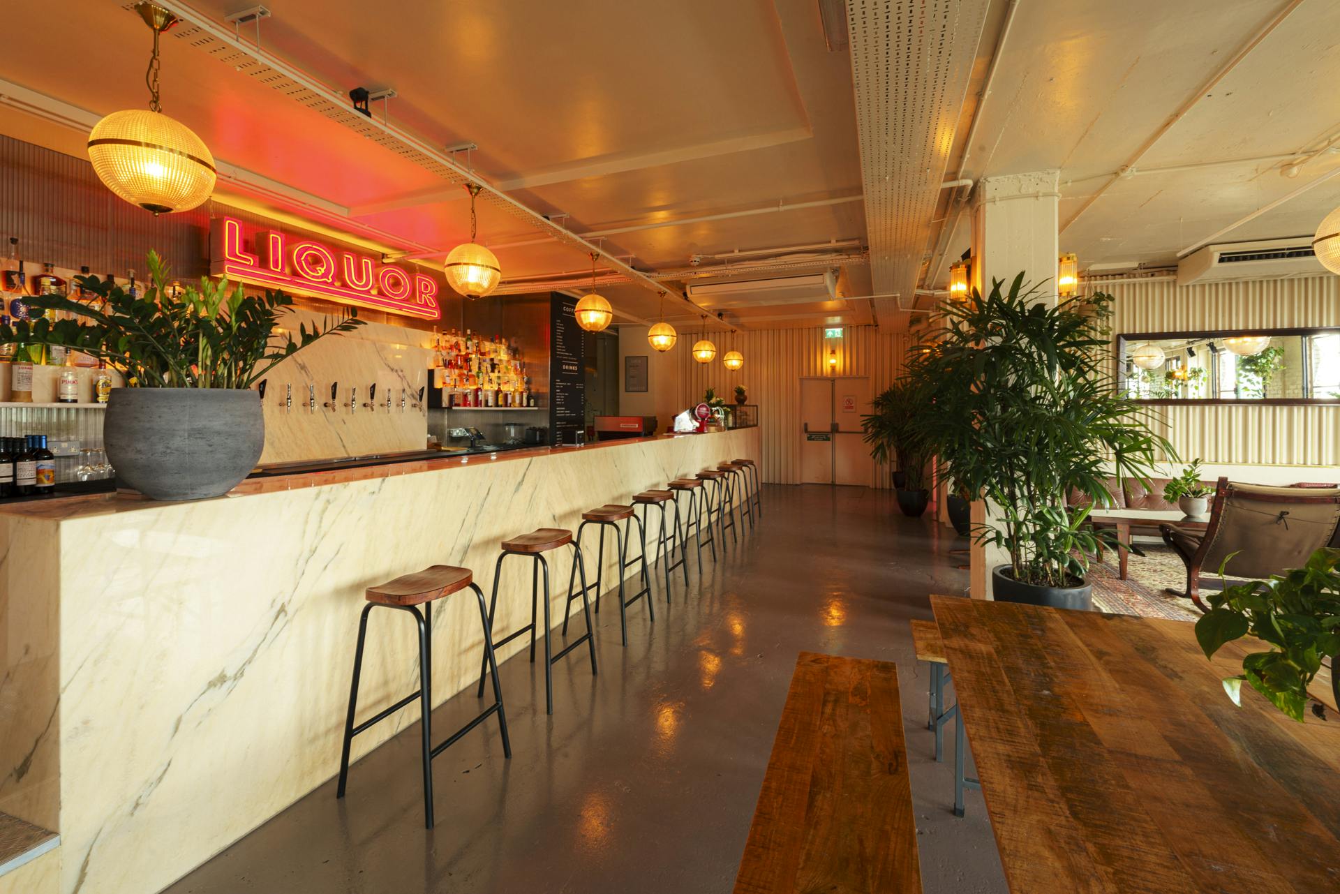 Stylish bar area in NT's Loft, ideal for networking events and casual gatherings.