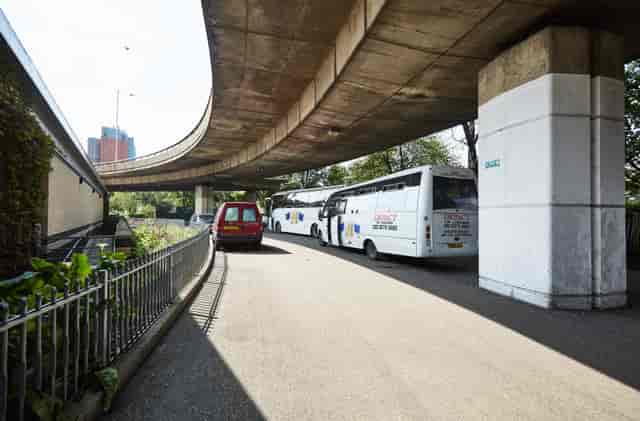 Unit Base Parking at Westway Sports & Fitness Centre with buses for event accessibility.