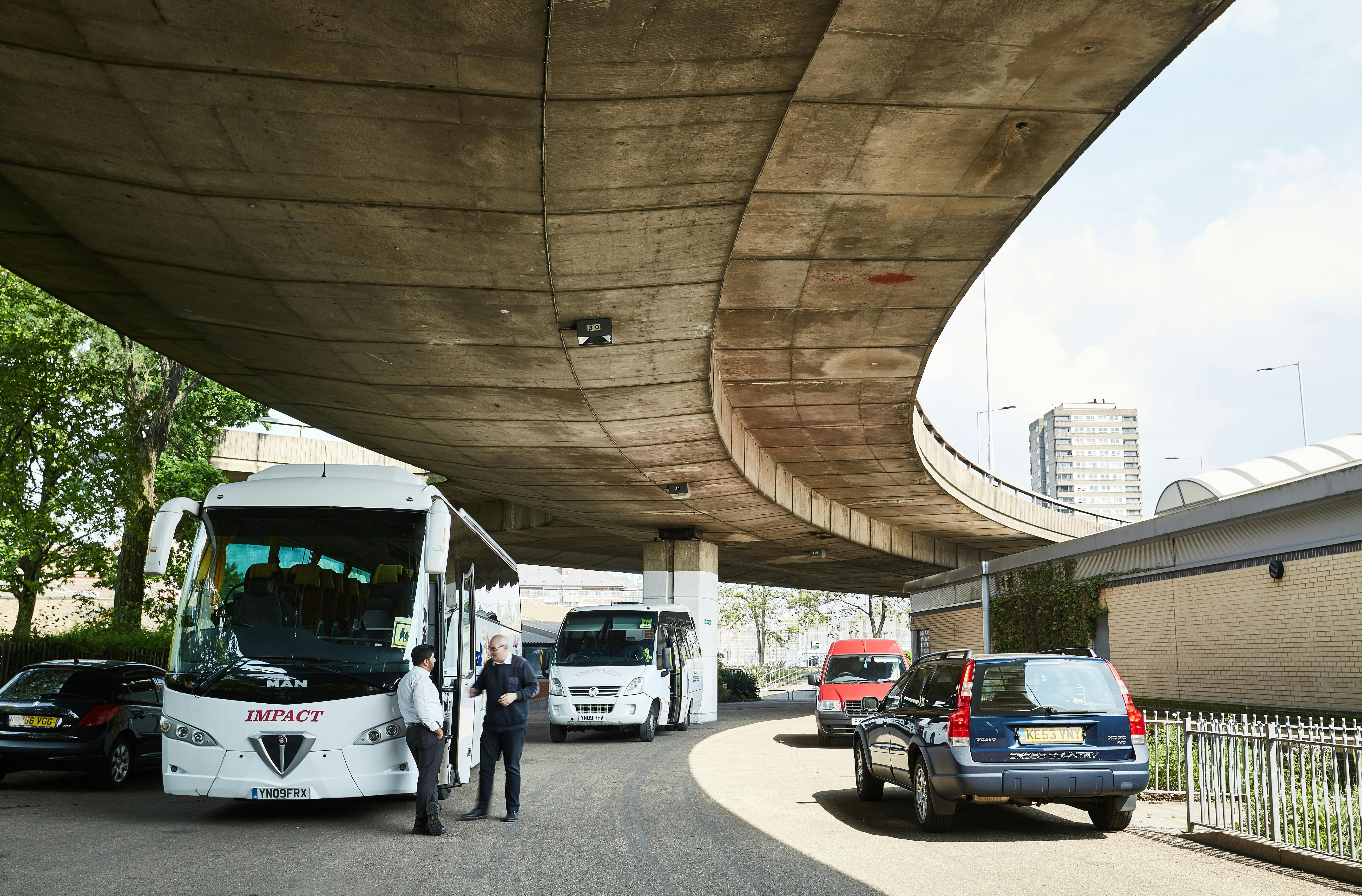 Unit Base Parking at Westway Sports & Fitness Centre with buses for efficient event logistics.